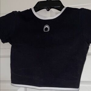 Marine Serre Midnight Black Crop Top with Ivory Trim
